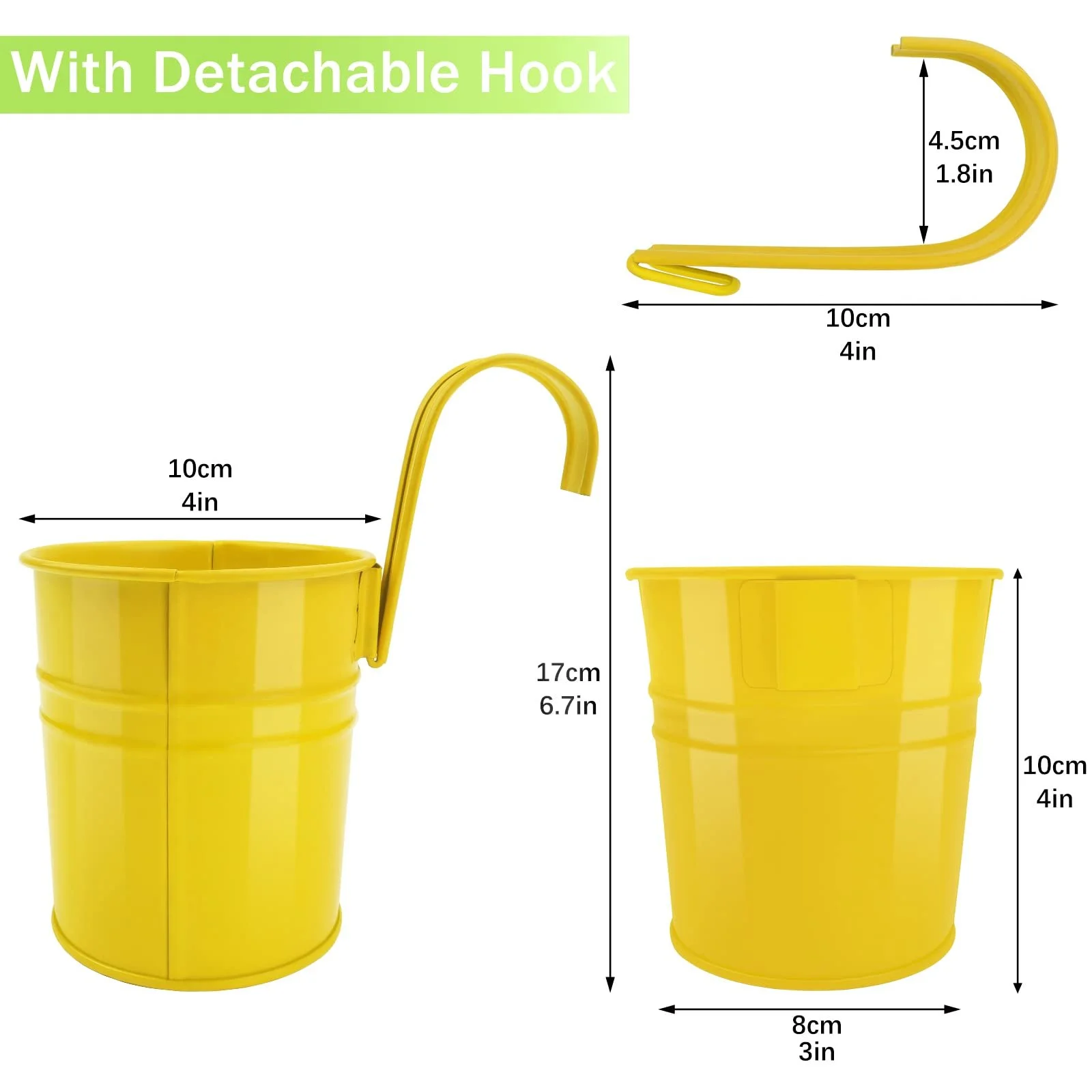 Подвесные кашпо-ведра для цветов GIOVARA металлические с дренажными отверстиями, 10 цветов, 10 шт., фото №4 Подвесные кашпо-ведра для цветов GIOVARA металлические с дренажными отверстиями, 10 цветов, 10 шт., фото №4