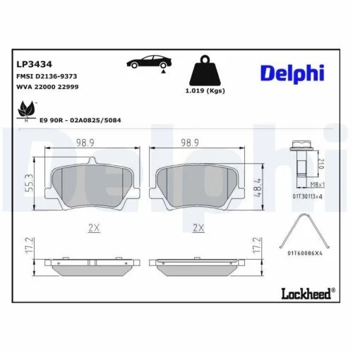 Комплект гальмівних колодок, дискове гальмо DELPHI LP3434 для VOLVO, VOLVO ASIA, задня вісь, фото №3 Комплект гальмівних колодок, дискове гальмо DELPHI LP3434 для VOLVO, VOLVO ASIA, задня вісь, фото №3