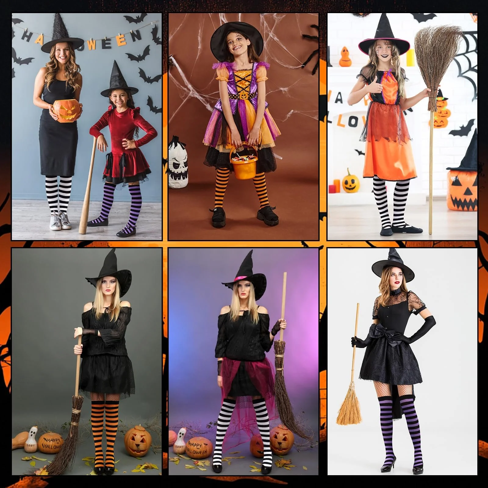 Полосатые чулки выше колен, 3 пары длинных полосатых носков, чулки до колен, Хэллоуин, полосатые чулки выше колен, подходят для костюмов на Хэллоуин, фото №7