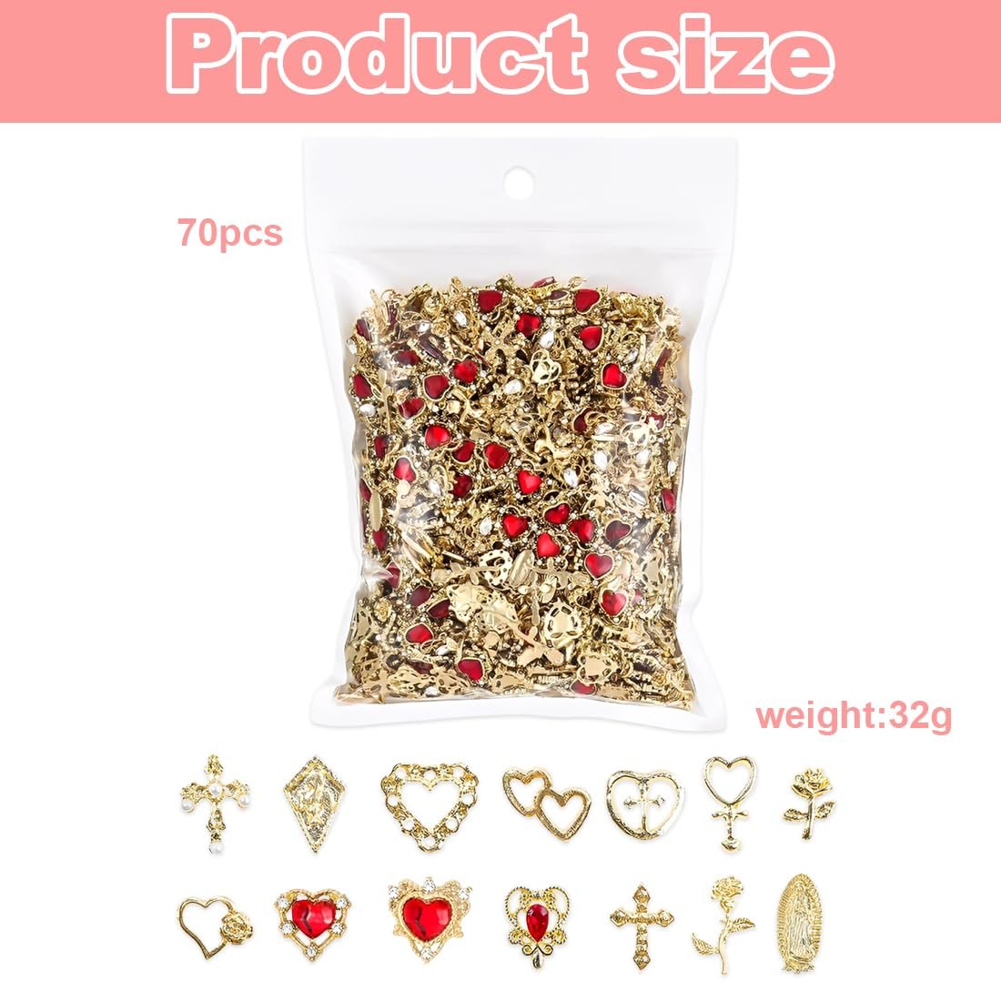 Украшения для ногтей YUZNA, 70 шт, 3D, золотистые, золотые украшения, высококачественные украшения для ногтей, роскошный маникюр с кристаллами, фото №2