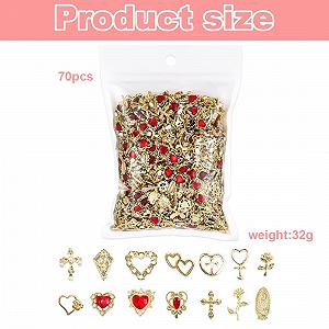 Украшения для ногтей YUZNA, 70 шт, 3D, золотистые, золотые украшения, высококачественные украшения для ногтей, роскошный маникюр с кристаллами synthetic.ua - Фото 1