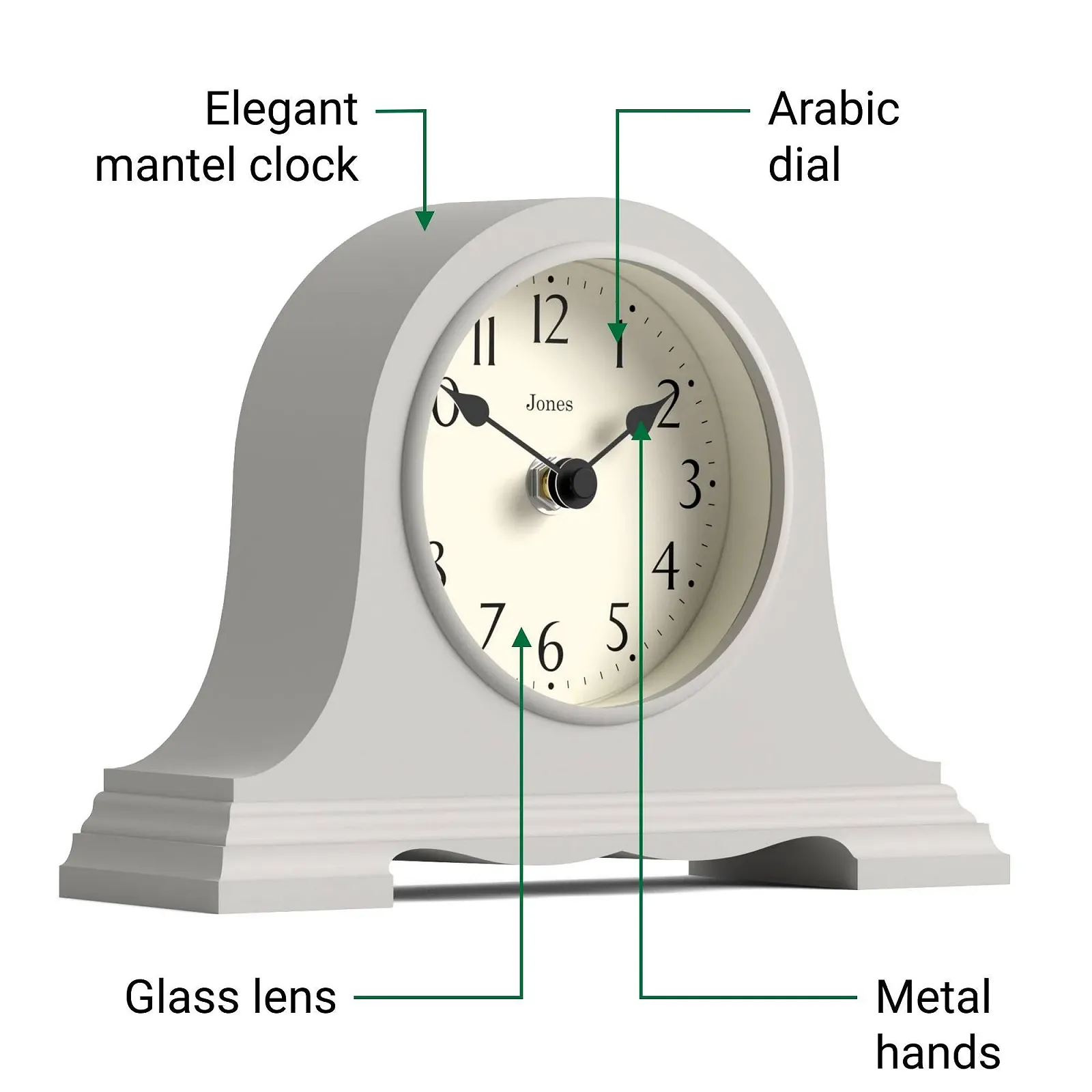 Настільний годинник JONES CLOCKS Speakeasy у формі капелюха Наполеона, сірий, фото №6