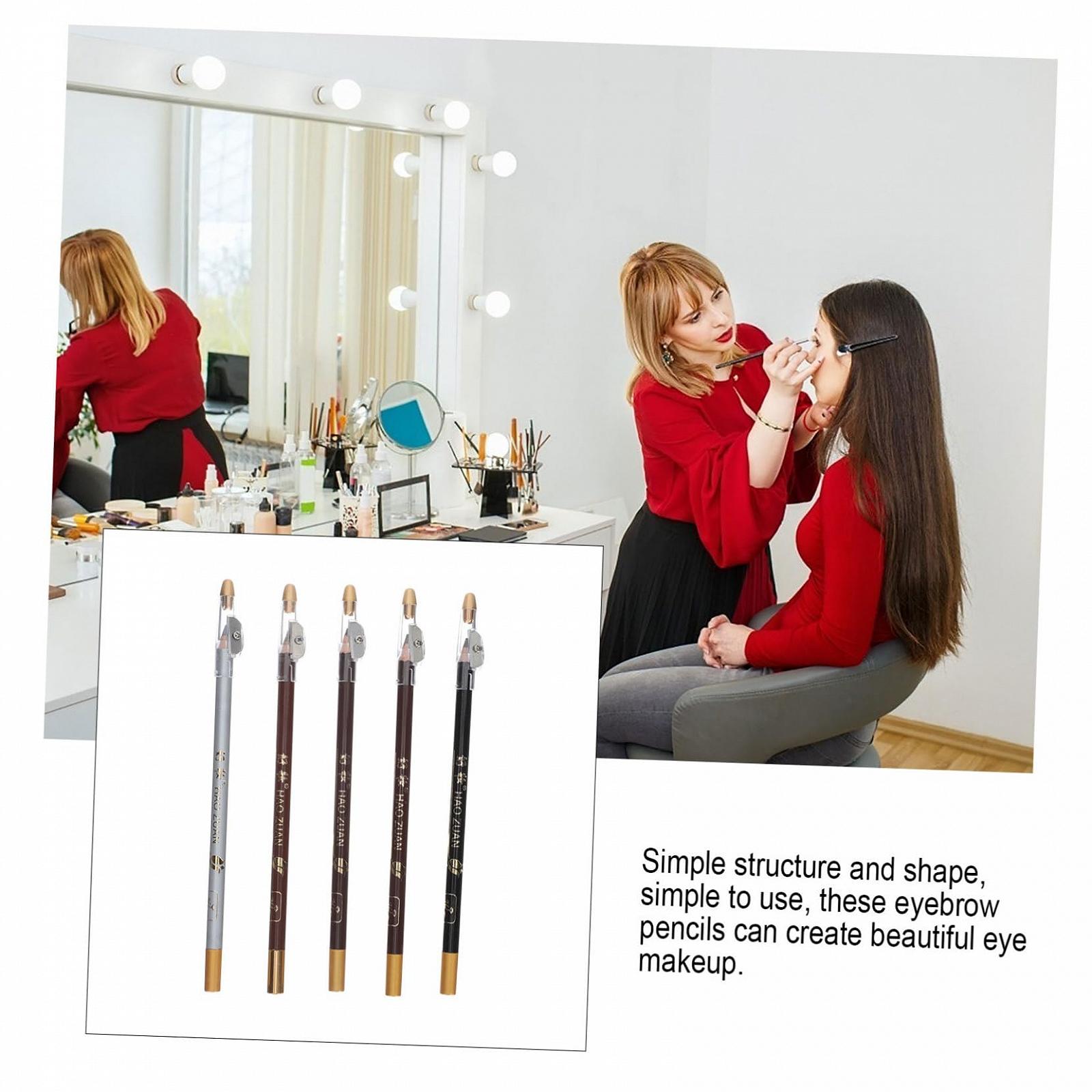 Олівець для брів Ipetboom Kajalstifte 5 шт з точилкою Бурий, фото №3