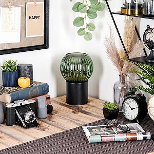 Настільна лампа HOFSTEIN Koyoto метал Чорний/Зелений 15 см E27 synthetic.ua - Фото 1