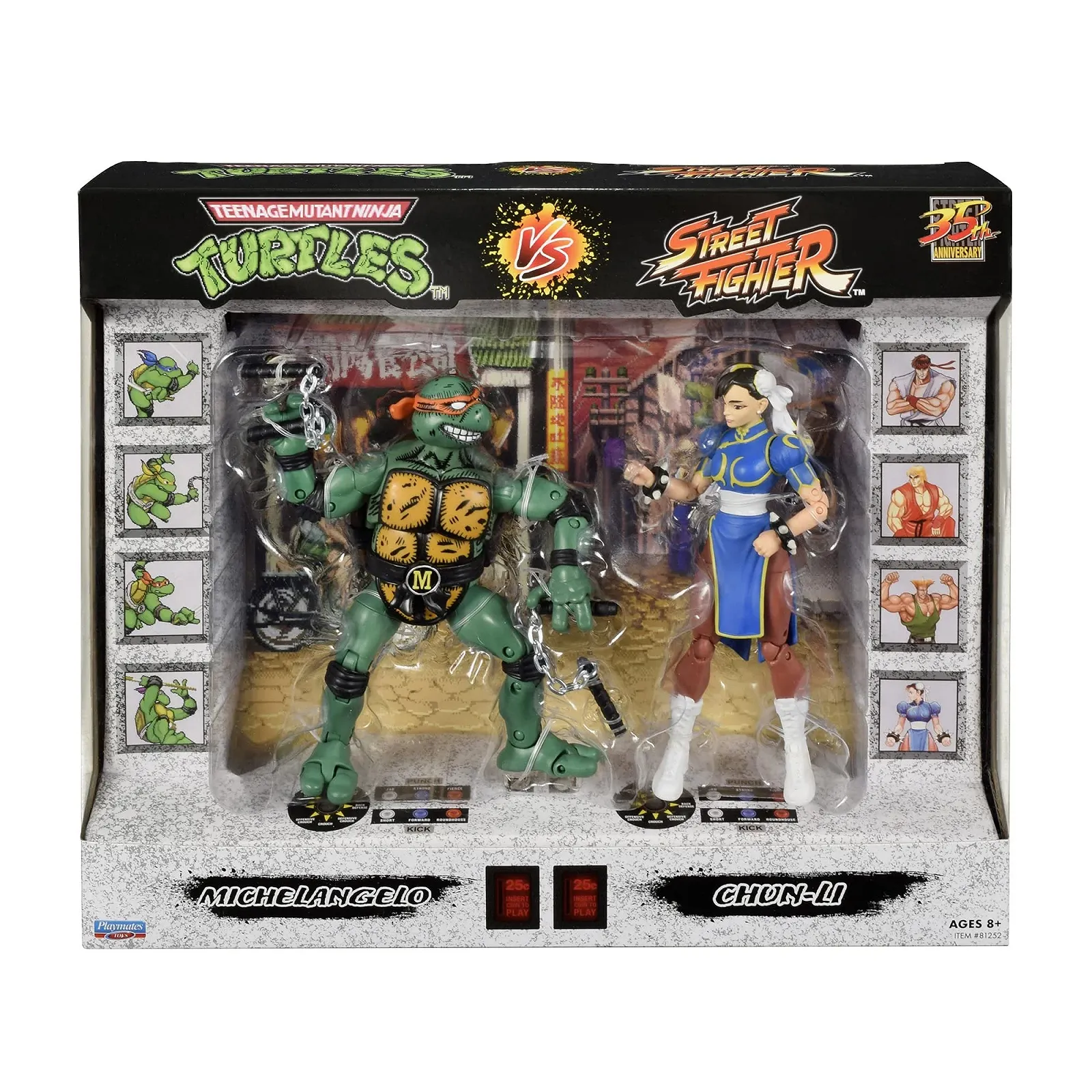 Набор фигурок Bandai Teenage Mutant Ninja Turtles x Street Fighter Mike VS Chun Li P81252 15 см, фото №1