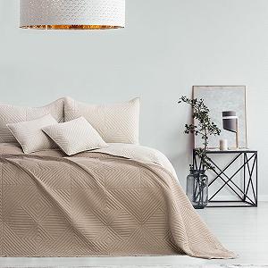 Покривало AmeliaHome Двостороннє стьобане ультразвуком Бежевий Cappucino 220 x 240 см Softa synthetic.ua - Фото 1