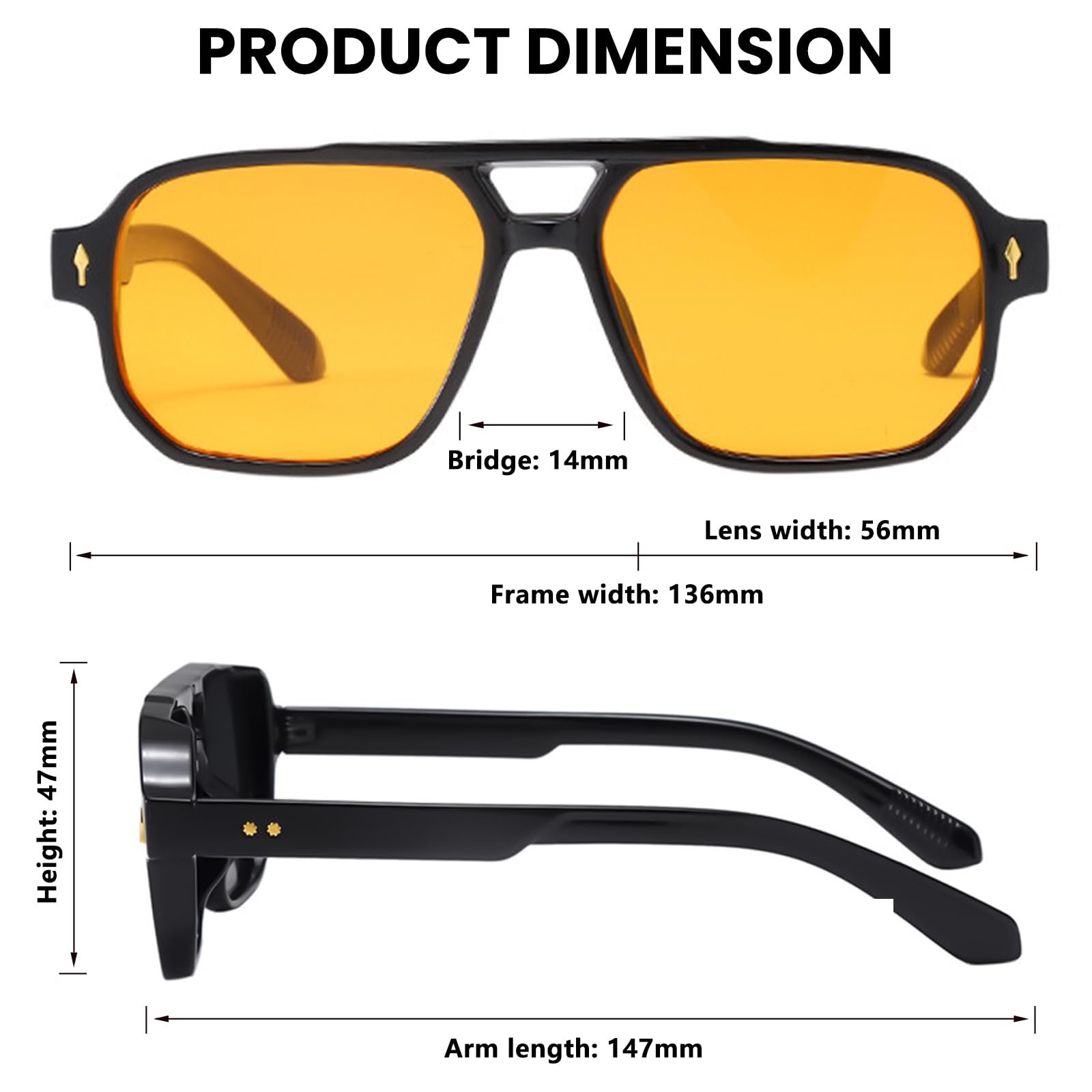 Сонцезахисні окуляри Авіатори Ретро CIKJUK Квадратні лінзи UV400, фото №7