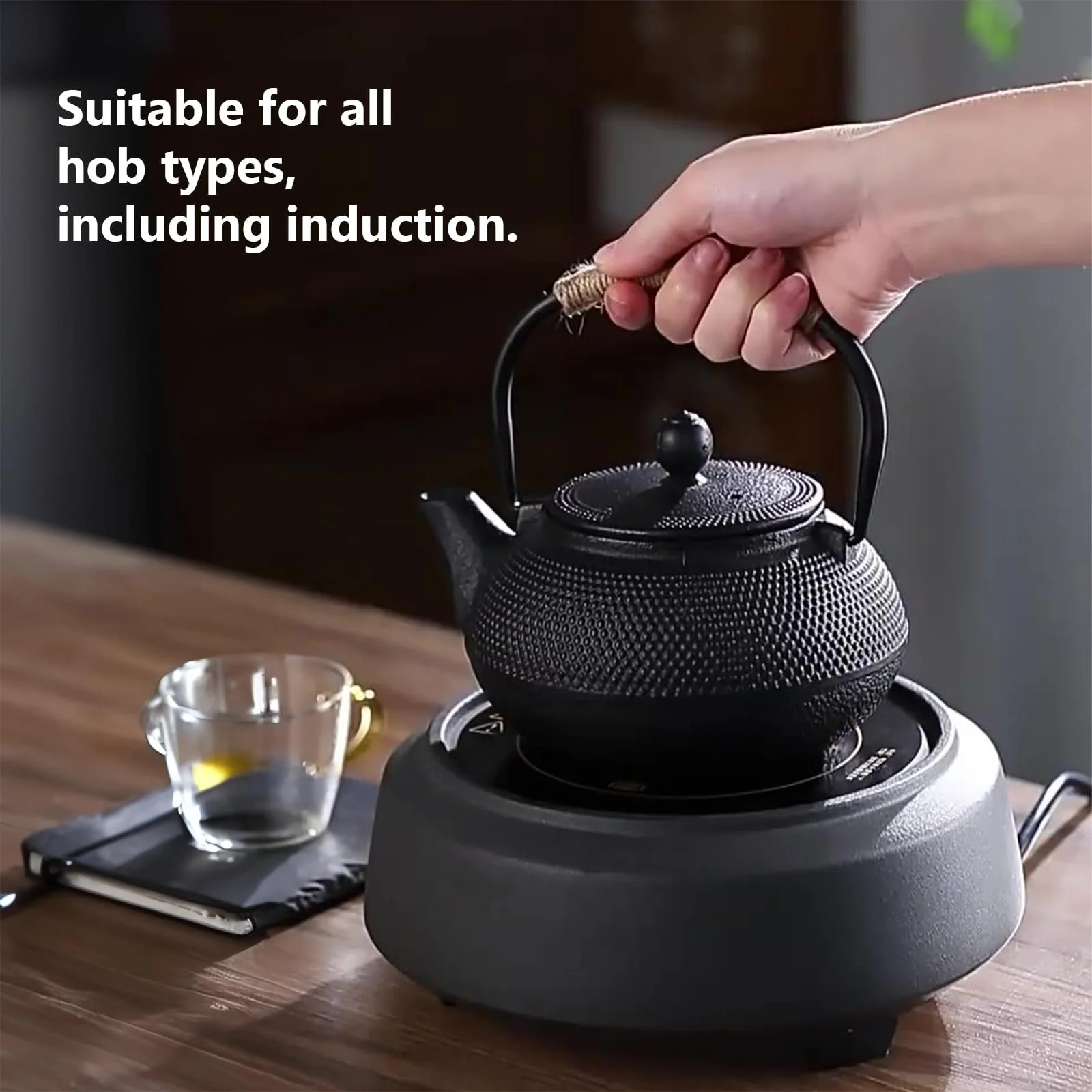 Чайник-заварник Чавунний Чорний Японський з Ситечком 946 мл Традиційний, фото №5