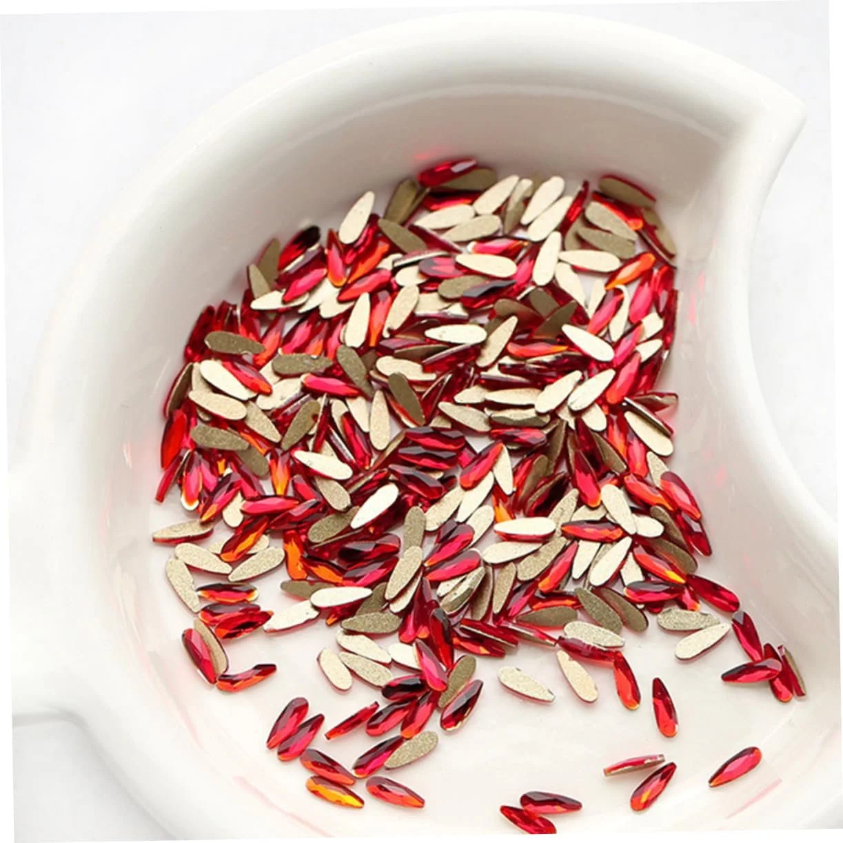 Стразы для ногтей Healvian 60 шт, блестящие кристаллы, красный цвет, фото №8