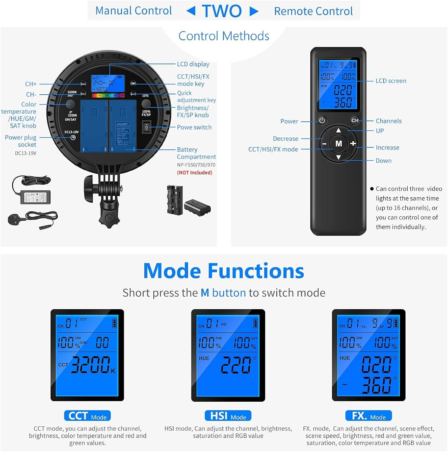 Комплект студійного освітлення Neewer RGB LED Softbox NW48-RGB Чорний, фото №6