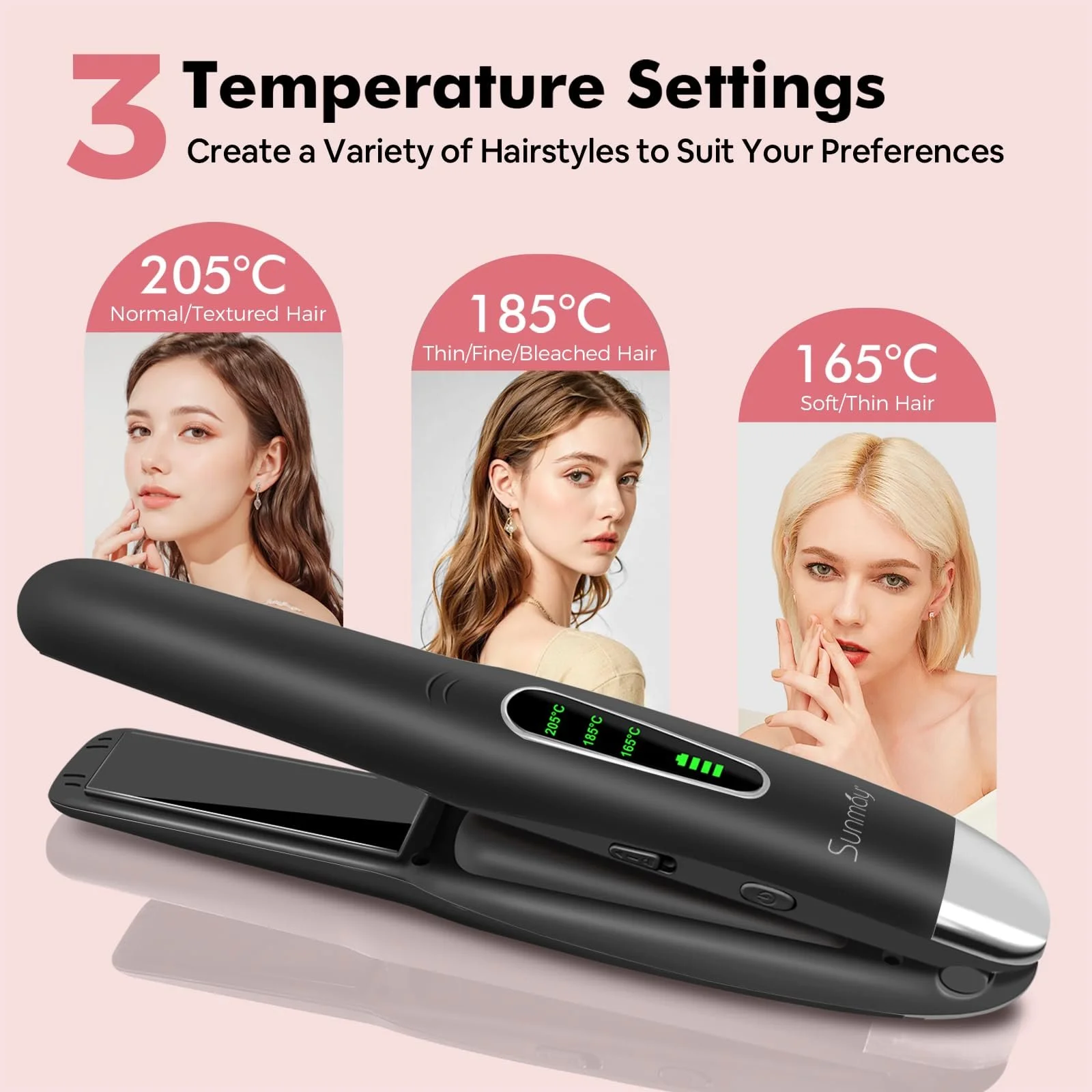 Випрямляч для волосся SUNMAY Voga бездротовий 5000 mAh титановий 2 в 1 Black, фото №3 Випрямляч для волосся SUNMAY Voga бездротовий 5000 mAh титановий 2 в 1 Black, фото №3