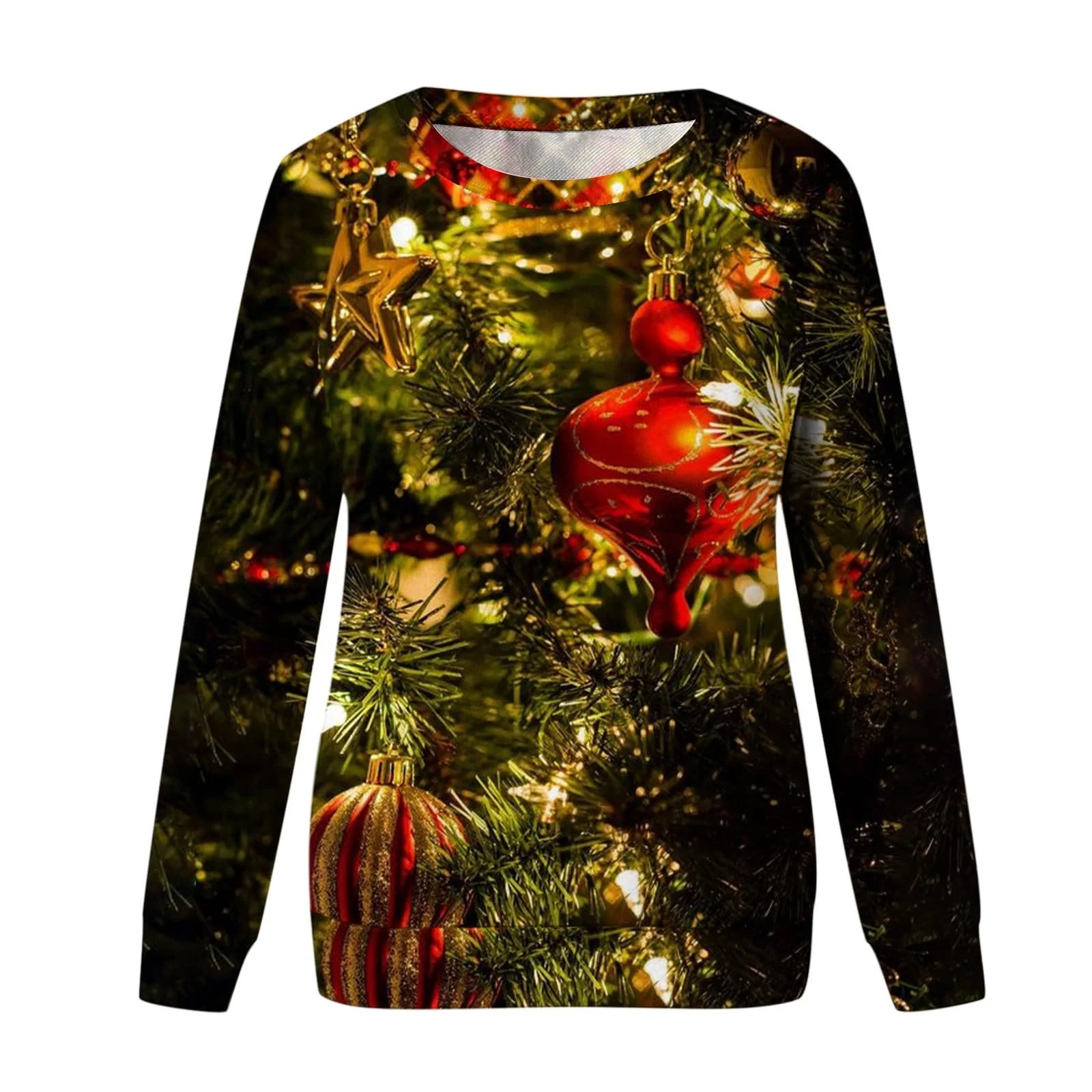 Жіночий Пуловер з круглим вирізом та різдвяним принтом, фото №3 Жіночий Пуловер з круглим вирізом та різдвяним принтом, фото №3