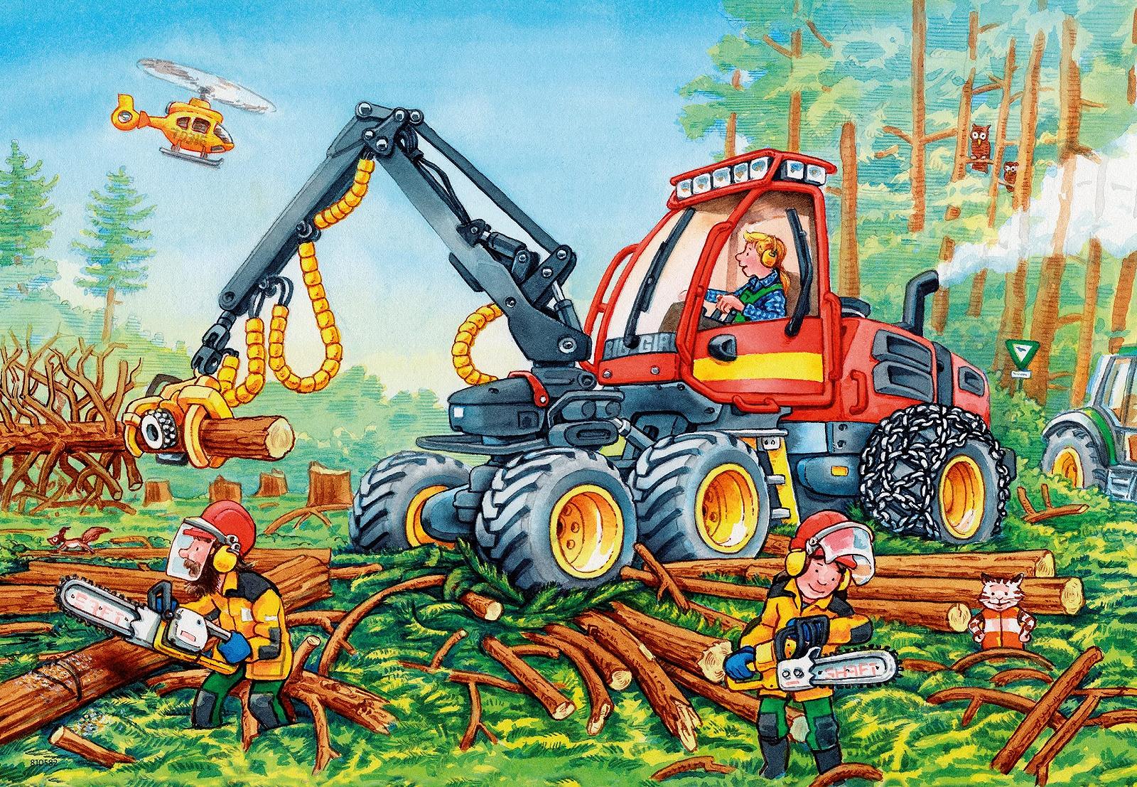 Пазлы Ravensburger Excavator And Forest Tractor 78028 2 x 24 элемента, фото №3
