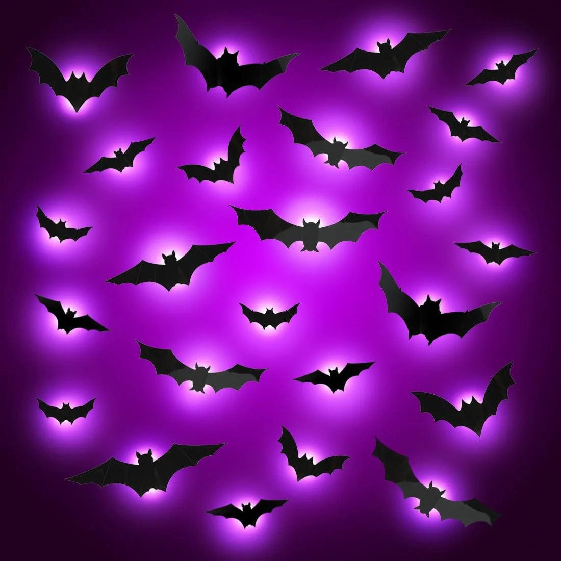 Наклейки на стіну Meleager Halloween Bat 3D світлодіодні Кажани 24 шт., фото №1 Наклейки на стіну Meleager Halloween Bat 3D світлодіодні Кажани 24 шт., фото №1