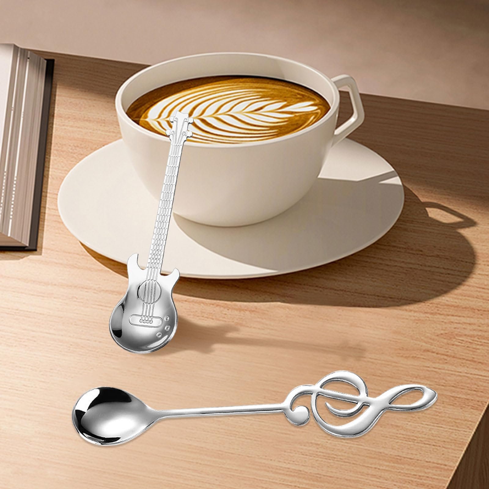 Набор Кофейных Ложек 4 шт, Гитара, Десертные Ложки, Нержавеющая Сталь, Декоративная Ложка для Латте в Форме Музыкальной Ноты для Чая, Молока, Кофе, Десертов, Напитков, Молочного Коктейля, фото №5 Набор Кофейных Ложек 4 шт, Гитара, Десертные Ложки, Нержавеющая Сталь, Декоративная Ложка для Латте в Форме Музыкальной Ноты для Чая, Молока, Кофе, Десертов, Напитков, Молочного Коктейля, фото №5