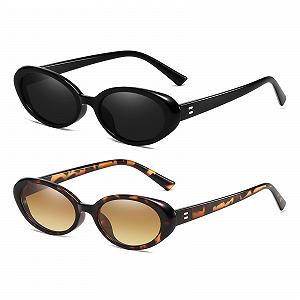 Солнцезащитные очки овальные LJCZKA Retro Vintage 90-х UV400 - Фото 1