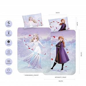 Постільна білизна Дитяча MTOnlinehandel Anna & Elsa 100 x 135 см, 1 наволочка 40 x 60 см + 1 підковдра 100 x 135 см (Крижане серце) synthetic.ua - Фото 1