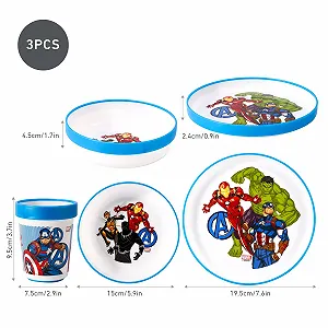 Набор детской посуды из трех предметов Avengers, многоразовый, премиум-качества: тарелка, миска и чашка, без BPA synthetic.ua - Фото 1