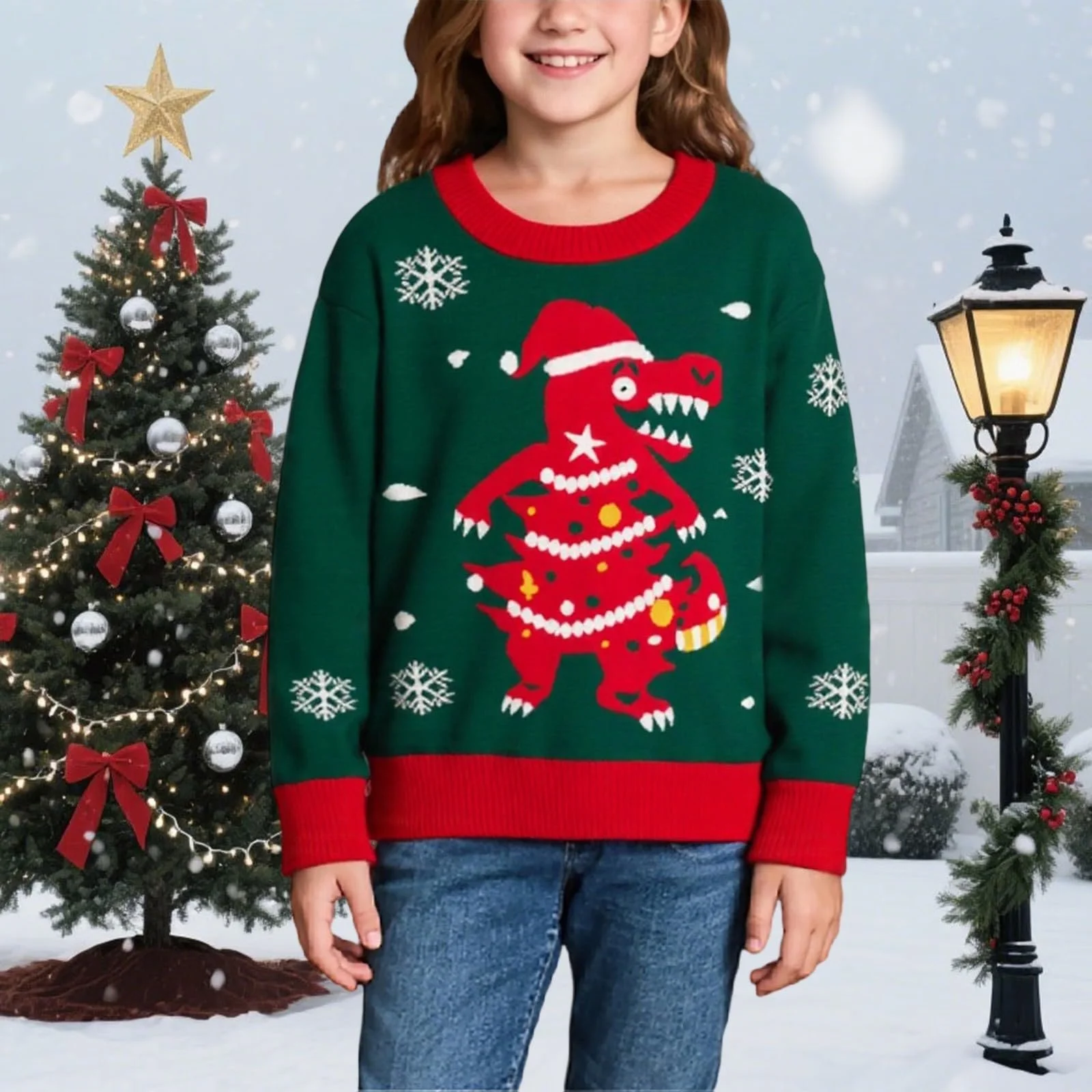 Пуловер для дівчинки з малюнками, що ідеально підходять для свят та сімейних зустрічей, фото №3 Пуловер для дівчинки з малюнками, що ідеально підходять для свят та сімейних зустрічей, фото №3