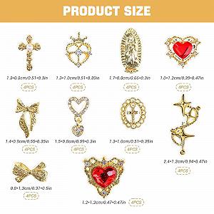 Золоті, 40 шт, Мікс Стилів Перли Сплав Хрест Метелик Бант Прикраса для нігтів synthetic.ua - Фото 1