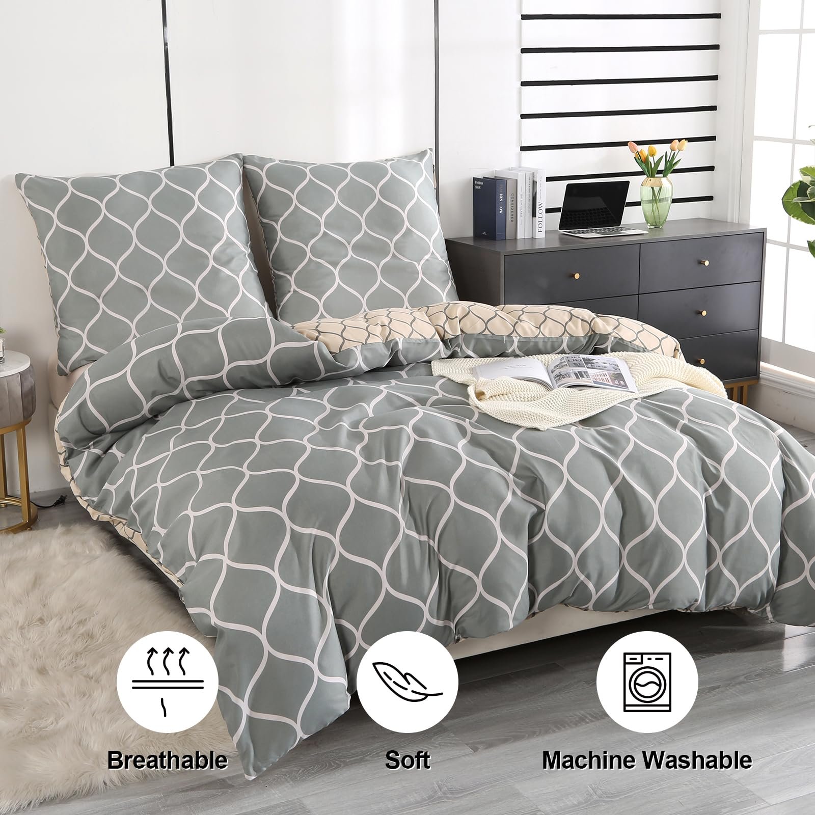 Постільна білизна Moosfor, 4 предмети, мікрофібра, 135 x 200 см, наволочки 80 x 80 см, Morocco, фото №2