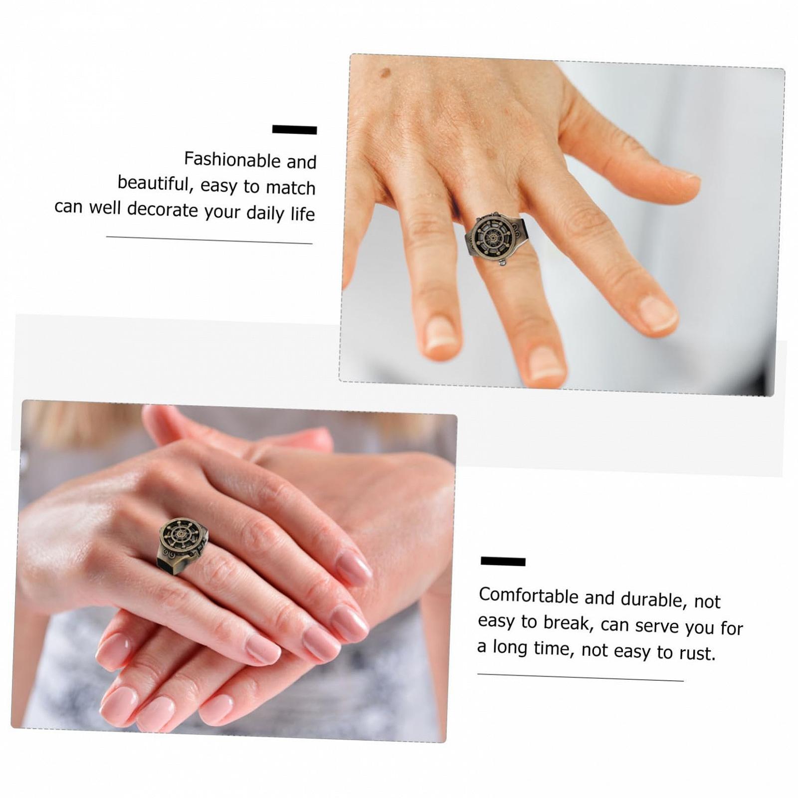 Винтажные часы на палец Beaupretty, 2 шт. Стильные часы на палец с открытой крышкой для модных акцентов и украшений для женщин и мужчин, уникальное ювелирное изделие, фото №9