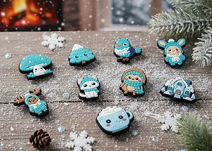 Джибитсы зима зимняя серия украшения для обуви в стиле животных ледяной снег Jibbitz Winter Animals 9 шт аксессуары крокс - Фото 1
