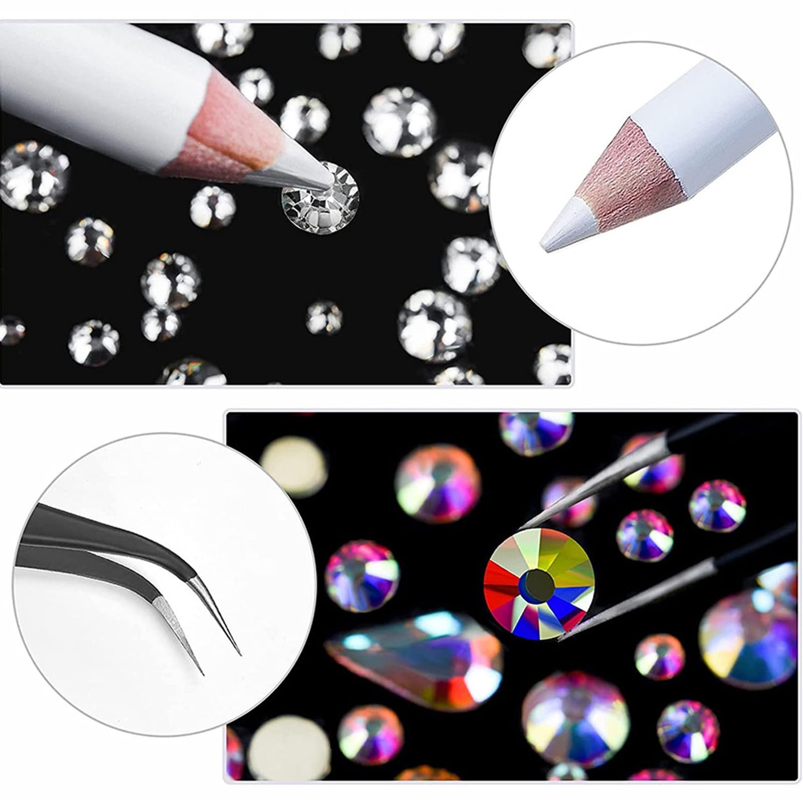 Стразы Набор 1500 шт. 6 Размеров AB Цвет Кристалл, фото №3