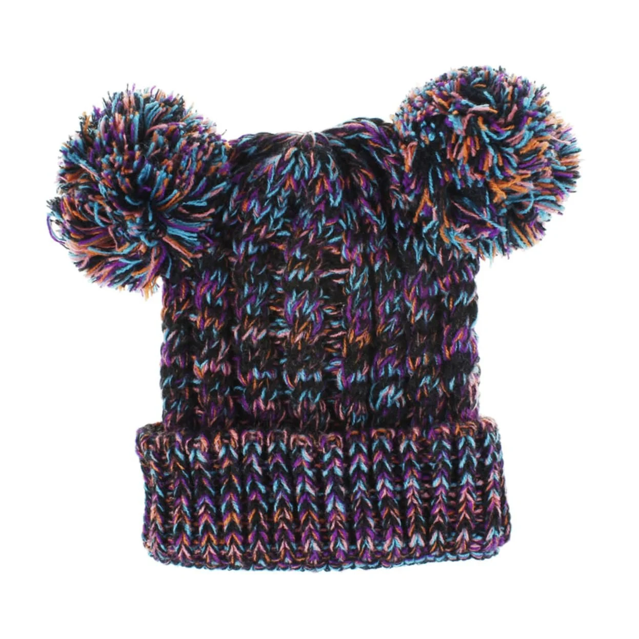 Вязаная шапка WRITWAA с двойным помпоном для девочки, 3 шт., фиолетовая, фото №4