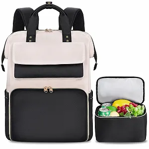 Рюкзак для ноутбука BERTASCHE Lunch 15.6 дюймів з термосумкою 2-в-1 Чорний/Бежевий - Фото 1