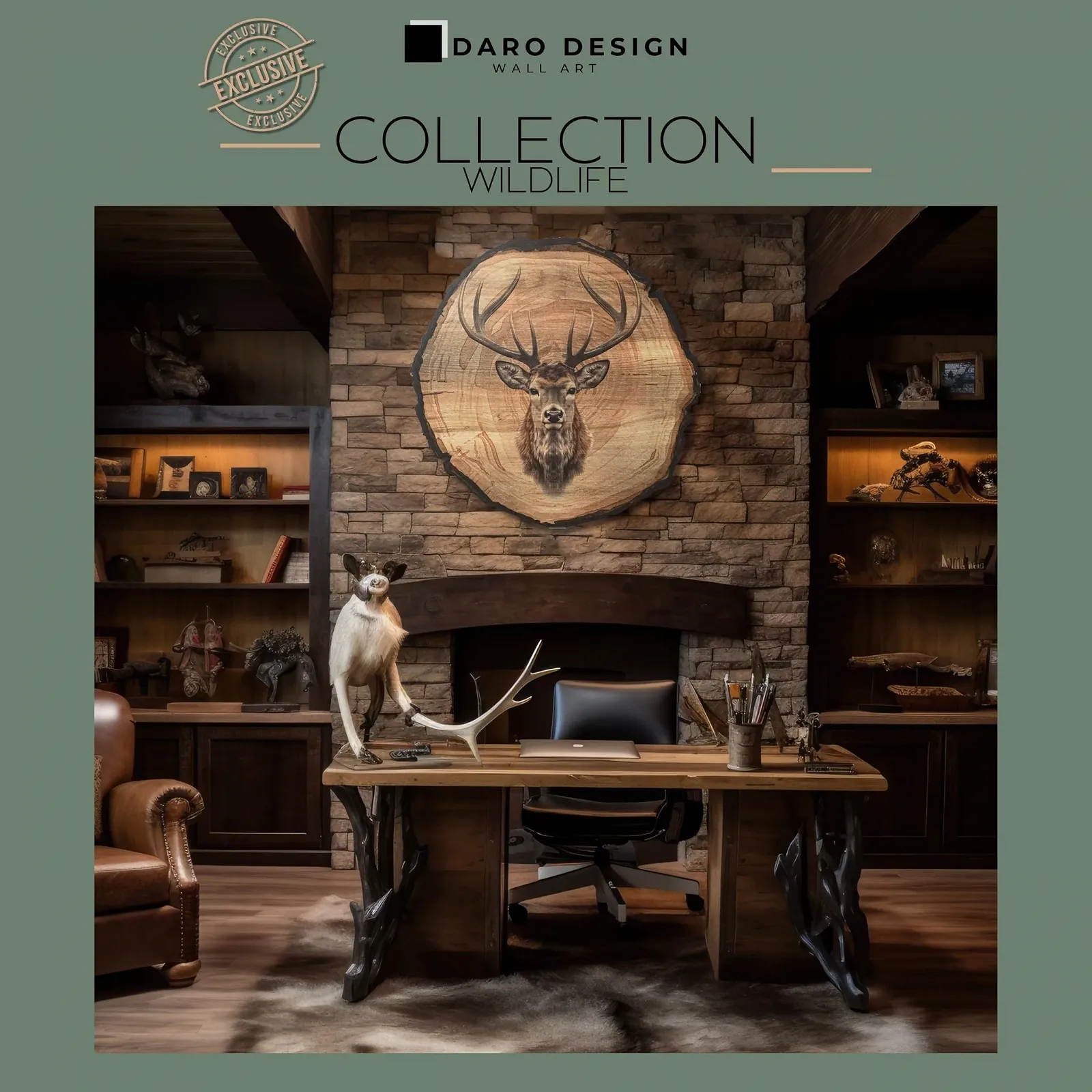 Картина на стіну DARO Design Олень 20 см Художній принт дерево, фото №2 Картина на стіну DARO Design Олень 20 см Художній принт дерево, фото №2