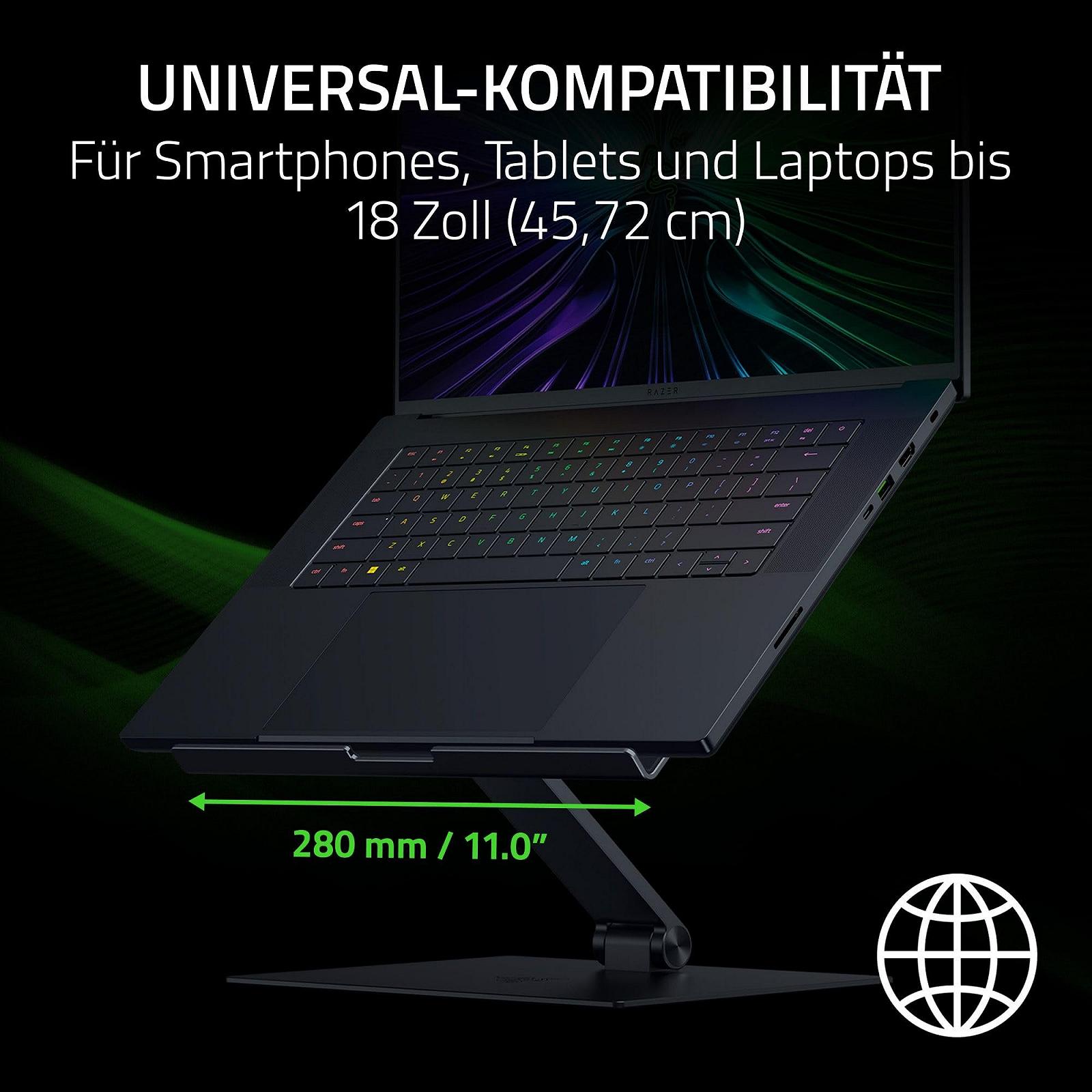 Подставка для ноутбука Razer Регулируемая - Эргономичная регулируемая по высоте подставка для ноутбуков до 18 дюймов (регулируемая по высоте и наклону, прочный алюминий, вентилируемый дизайн) Черный, фото №4