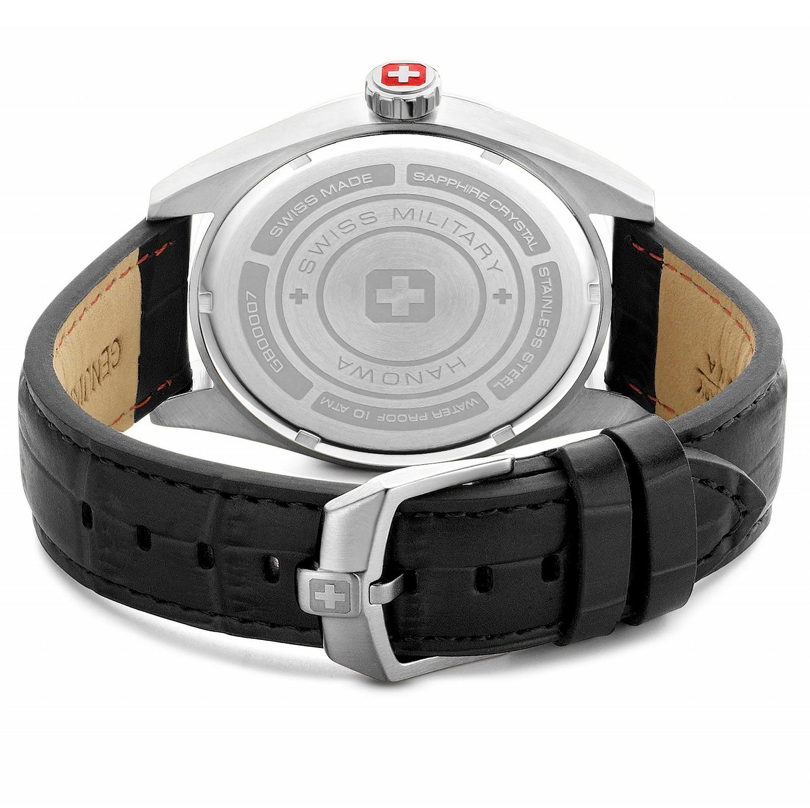 Мужские часы Swiss Military Hanowa SMWGN0001231 Аналоговые кварцевые с ремешком из кожи черный Ремешок, фото №4