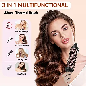 Термічна щітка UKLISS 32 мм 3 в 1 160-204°C Black Rose synthetic.ua - Фото 1