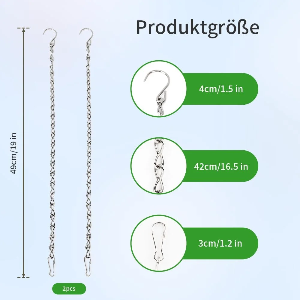 Ланцюжок для підвісного кошика металевий 50 см, набір 2 шт., фото №2 Ланцюжок для підвісного кошика металевий 50 см, набір 2 шт., фото №2