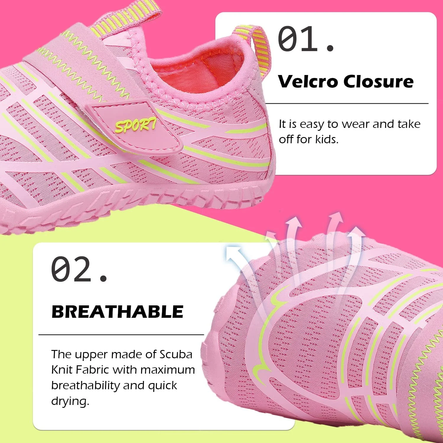 Детские водные туфли Пляжная Кроссовки и девочек Кроссовки для плавания Кроссовки для купания Быстросохнущие аквашузы Легкие нескользящие спортивные туфли для босонож, фото №2