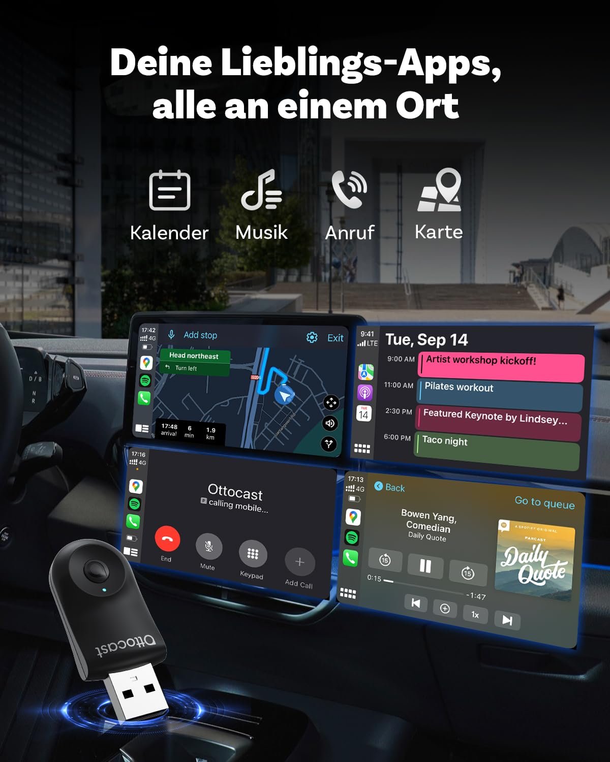 Адаптер Беспроводной CarPlay/Android OTTOCAST Mini 2-в-1 Черный, фото №3