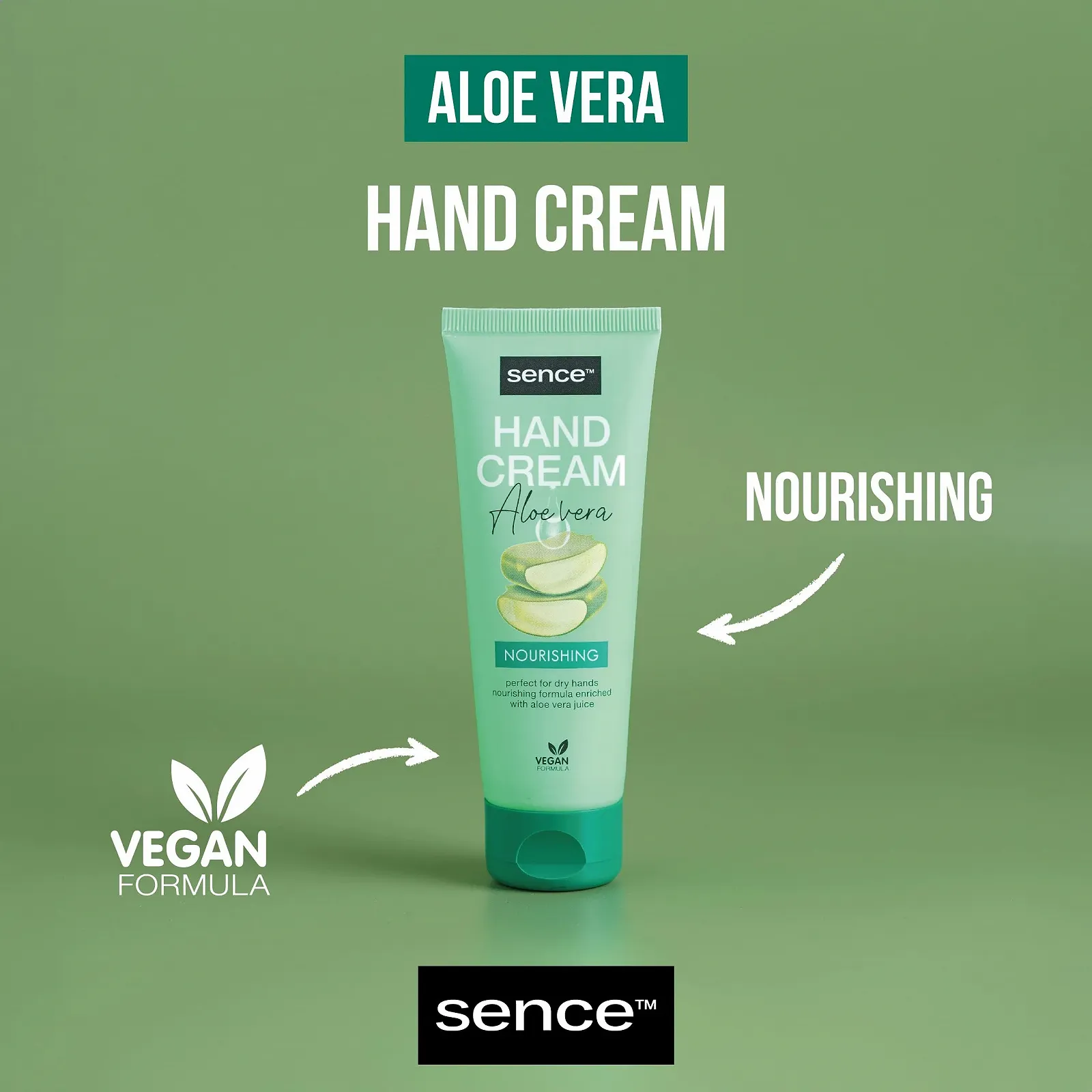 Крем для рук Sence Aloe Vera с витамином A и витамином C Увлажняющий, противовоспалительный, с алоэ вера (2 x 75 мл), фото №7