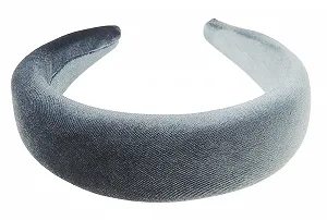 Обруч для волос Бархатный Glamour Girlz Широкий 4 см Темно-серый - Фото 1
