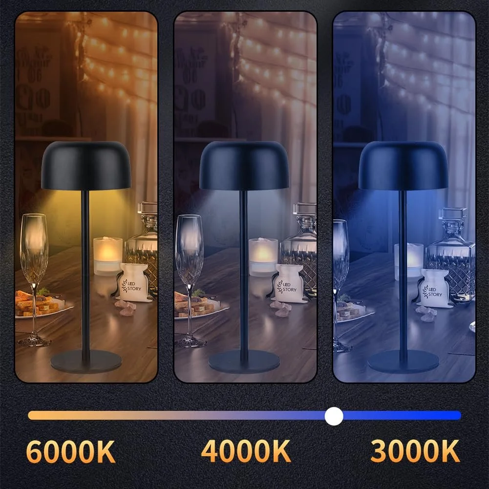 Настільна лампа 3-в-1 Bottle Light світлодіодна акумуляторна димована 30.5 см теплий білий та 64 кольори Чорна, фото №4