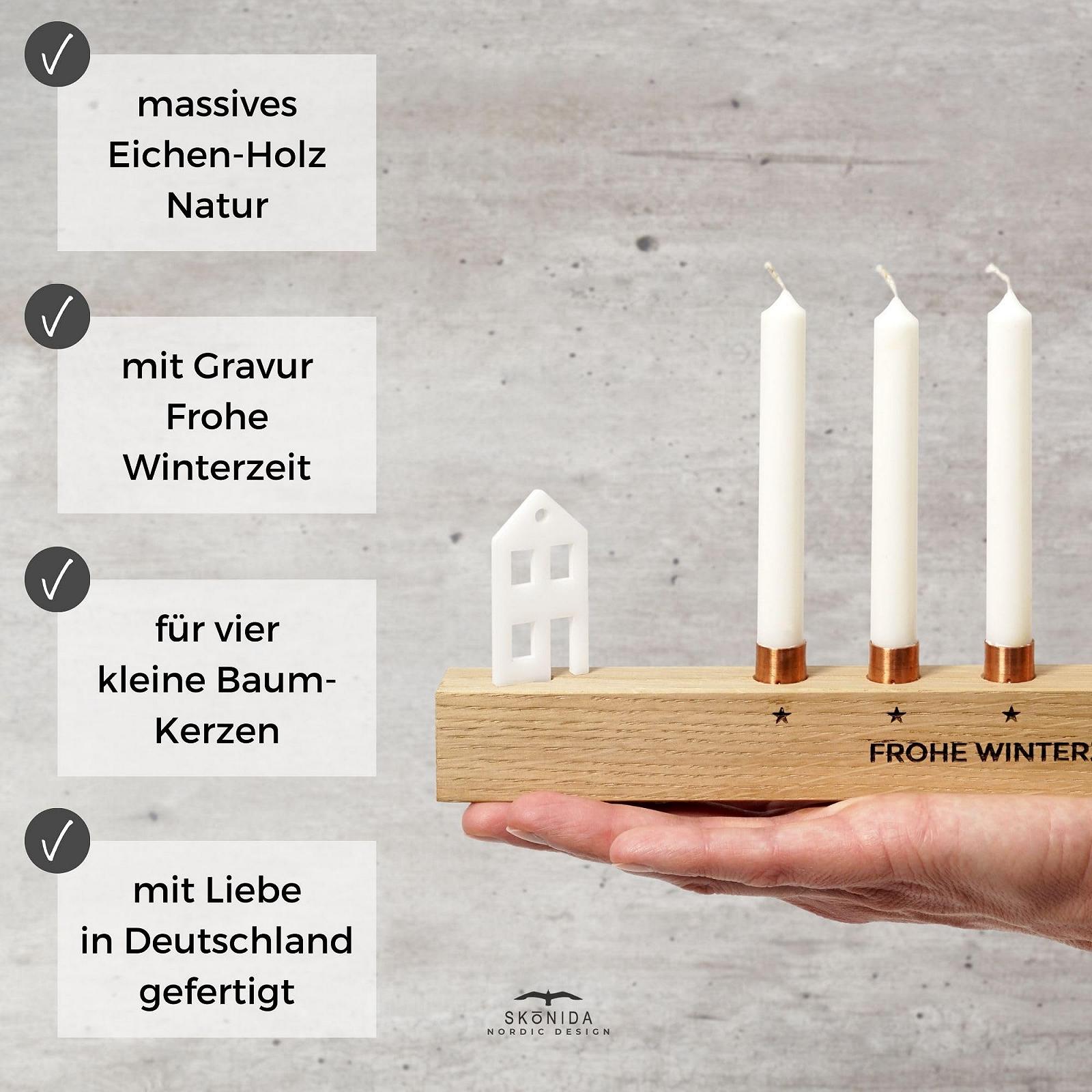 Свечник деревянный Advent Light для 4 деревянных свечей свечная полоска альтернатива рождественскому венку дубовый, фото №2