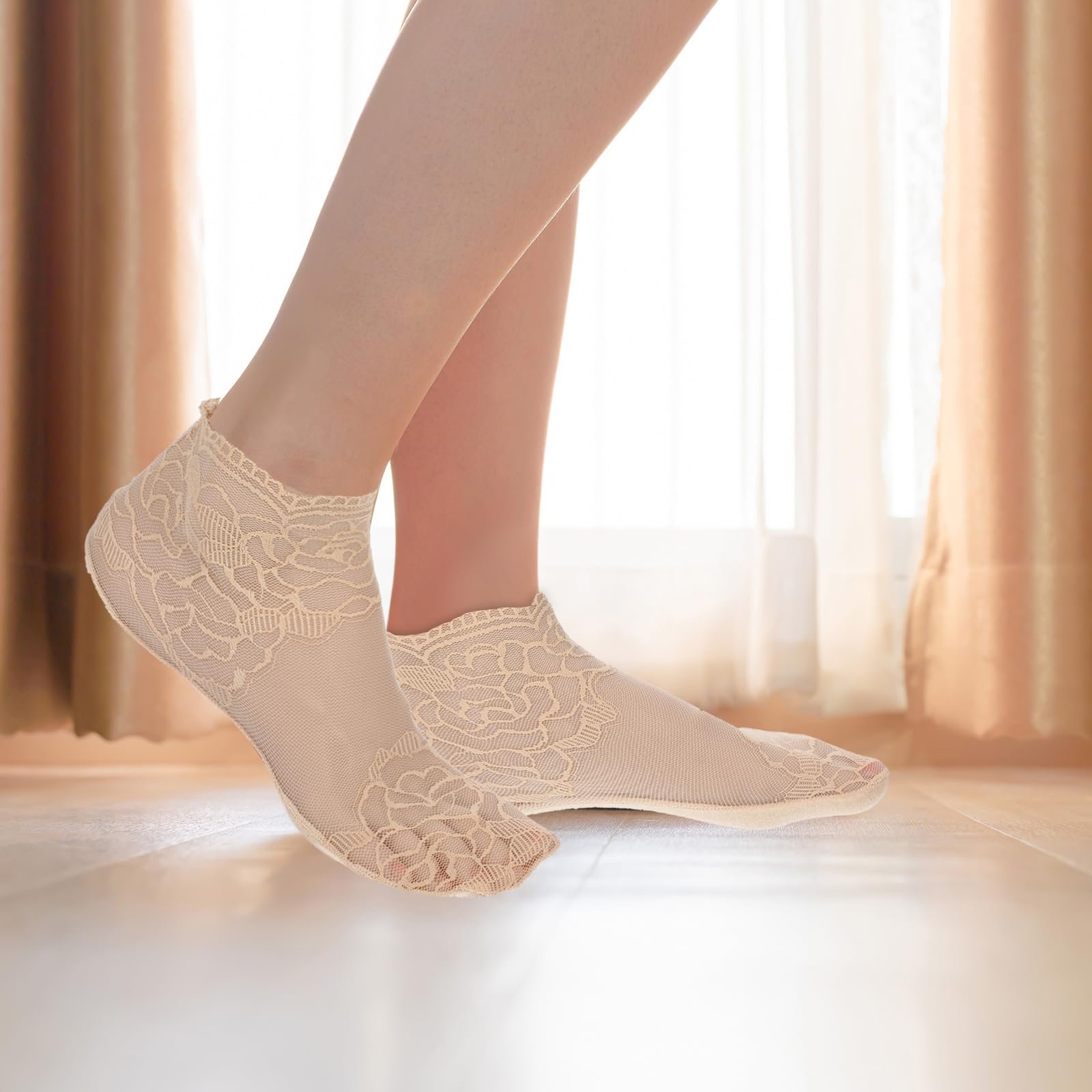 Носки Женские Кружевные Разноцветные Прозрачные Кружевные Носки из Тюля Тонкие Нейлоновые Носки Короткие Носки Сетчатые Летние Носки Белый + Серый + Розовый + Черный + Бежевый, Черный, белый, фото №5