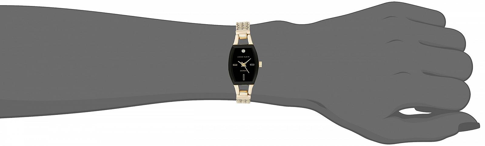 Женские часы Anne Klein AK/2184BKGB, золотистый браслет с сеткой, бриллиантовый акцент на циферблате, фото №2