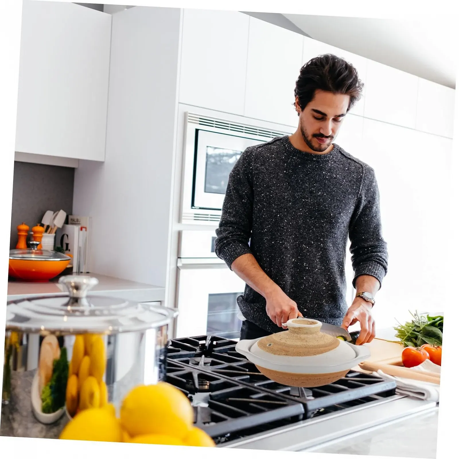 Керамічна каструля термостійка глиняна для рису та курки антипригарна японський стиль, фото №9