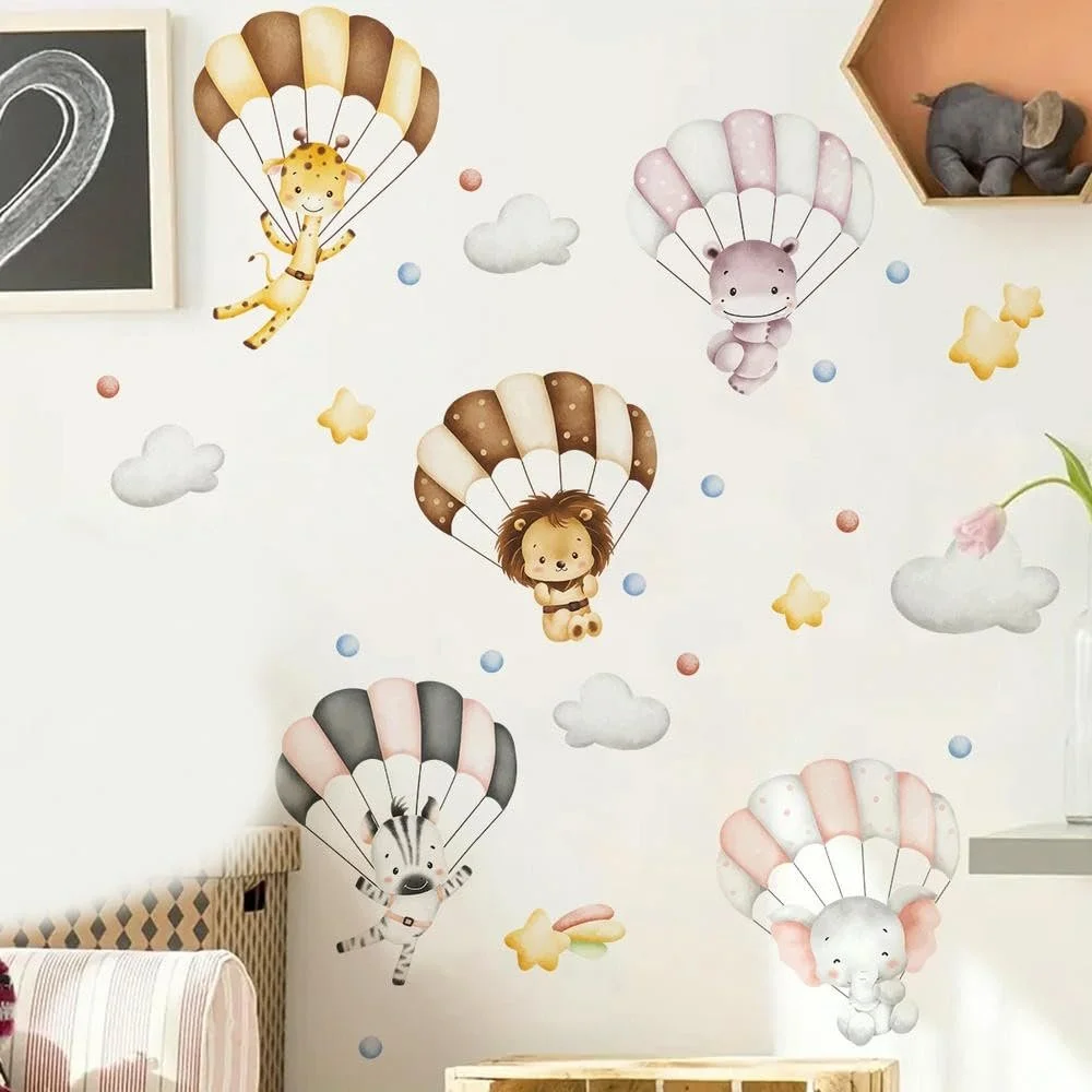 Наклейка на стену Creative Small Animal Parachute Самоклеящаяся Животные на парашюте, фото №1 Наклейка на стену Creative Small Animal Parachute Самоклеящаяся Животные на парашюте, фото №1