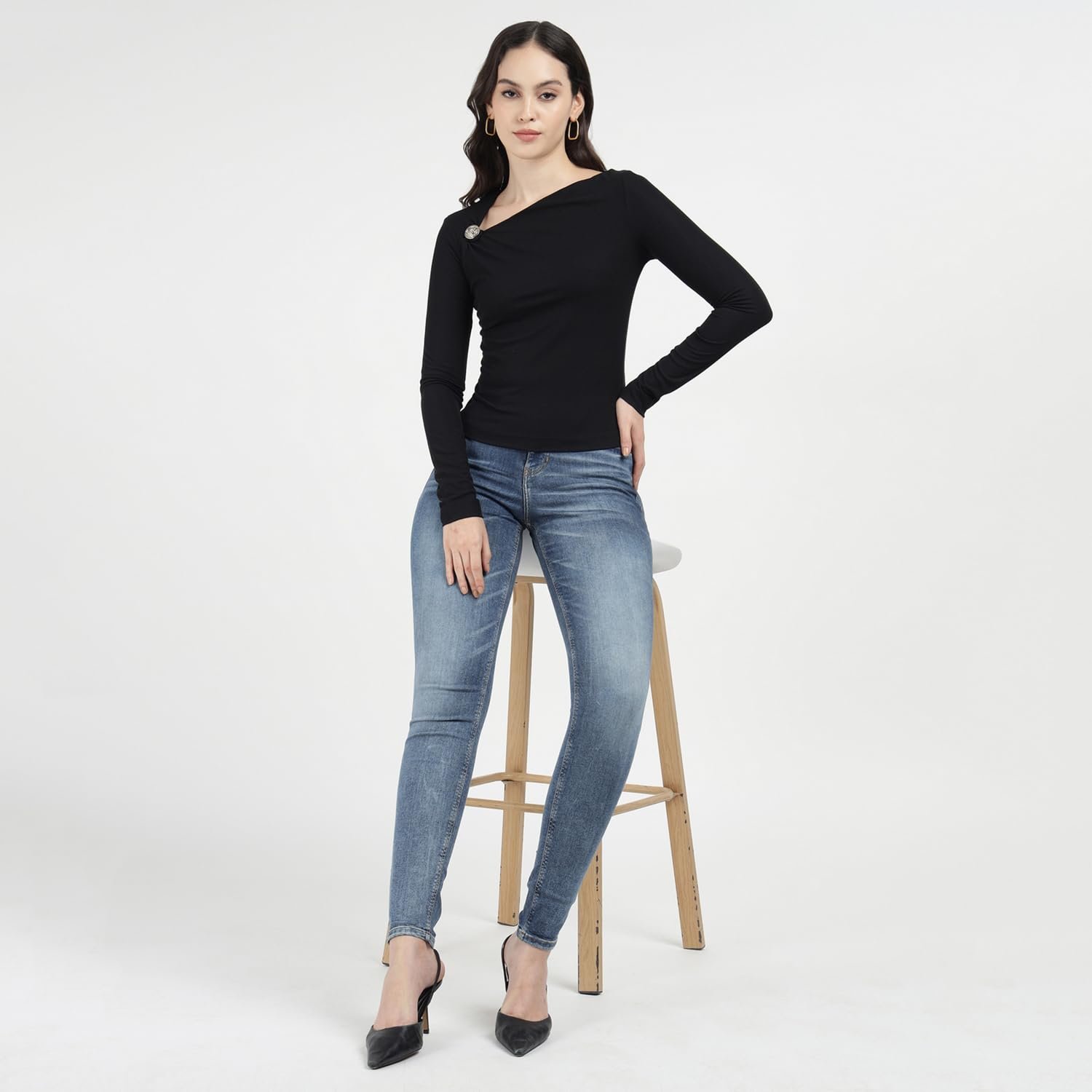 Жіночий лонгслів GUESS - Febe Top - Чорний - S, фото №7