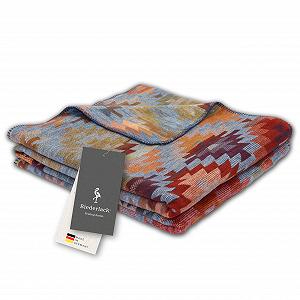 Покривало Biederlack Fluffy Cuddly 'Navajo' I Етнічна Покривало Синьо-помаранчева I 150 x 200 см - Фото 1