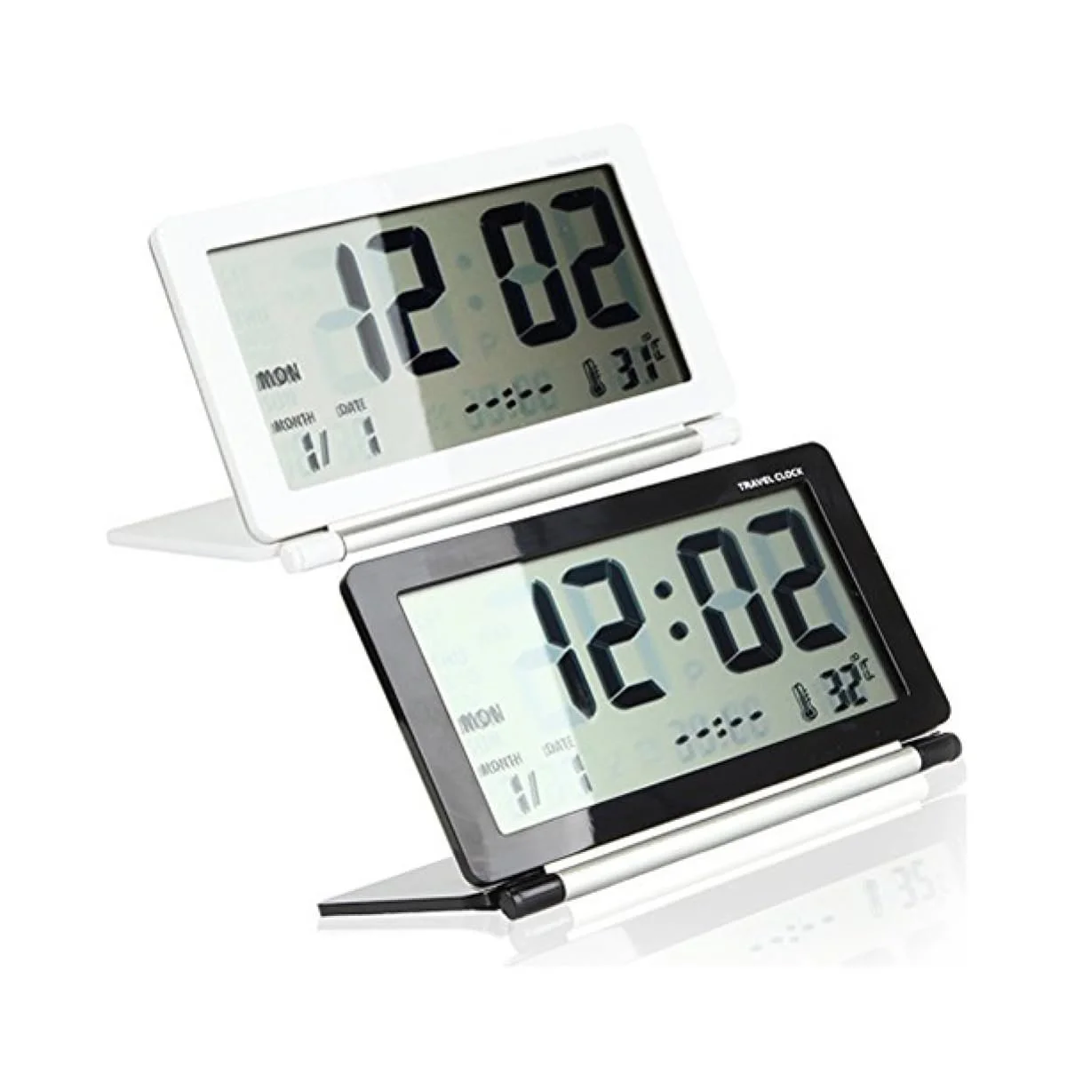 Електронний Будильник MUCKLILY З LCD-дисплеєм Дата Час Температура Функція повтору Білий, фото №1 Електронний Будильник MUCKLILY З LCD-дисплеєм Дата Час Температура Функція повтору Білий, фото №1