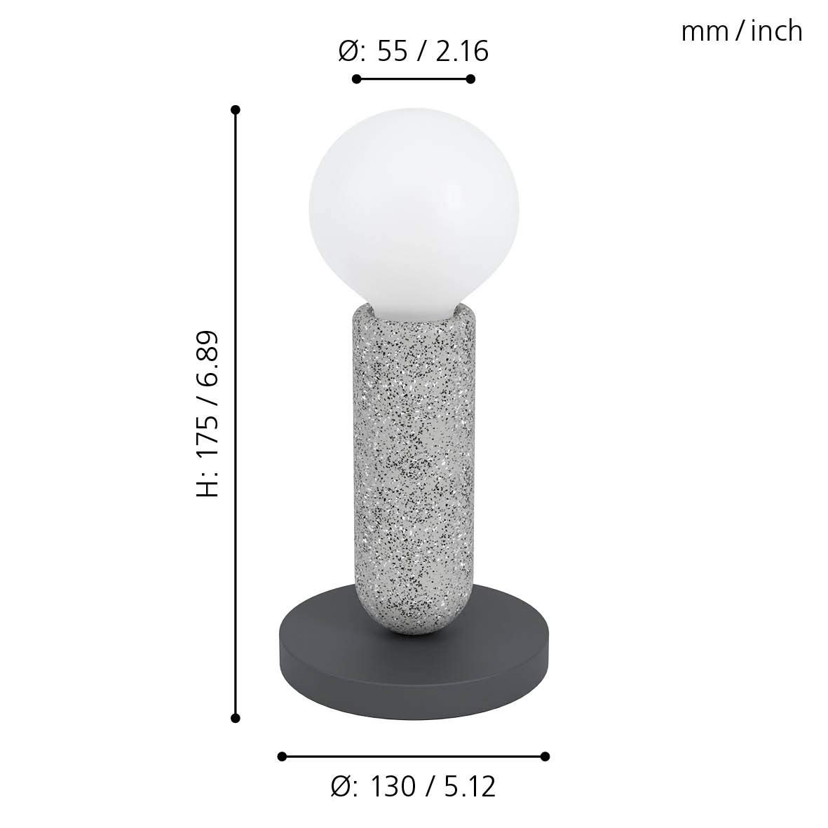 Настільна лампа EGLO Giaconecchia сталь тераццо антрацит сіра 17.5 см, фото №5