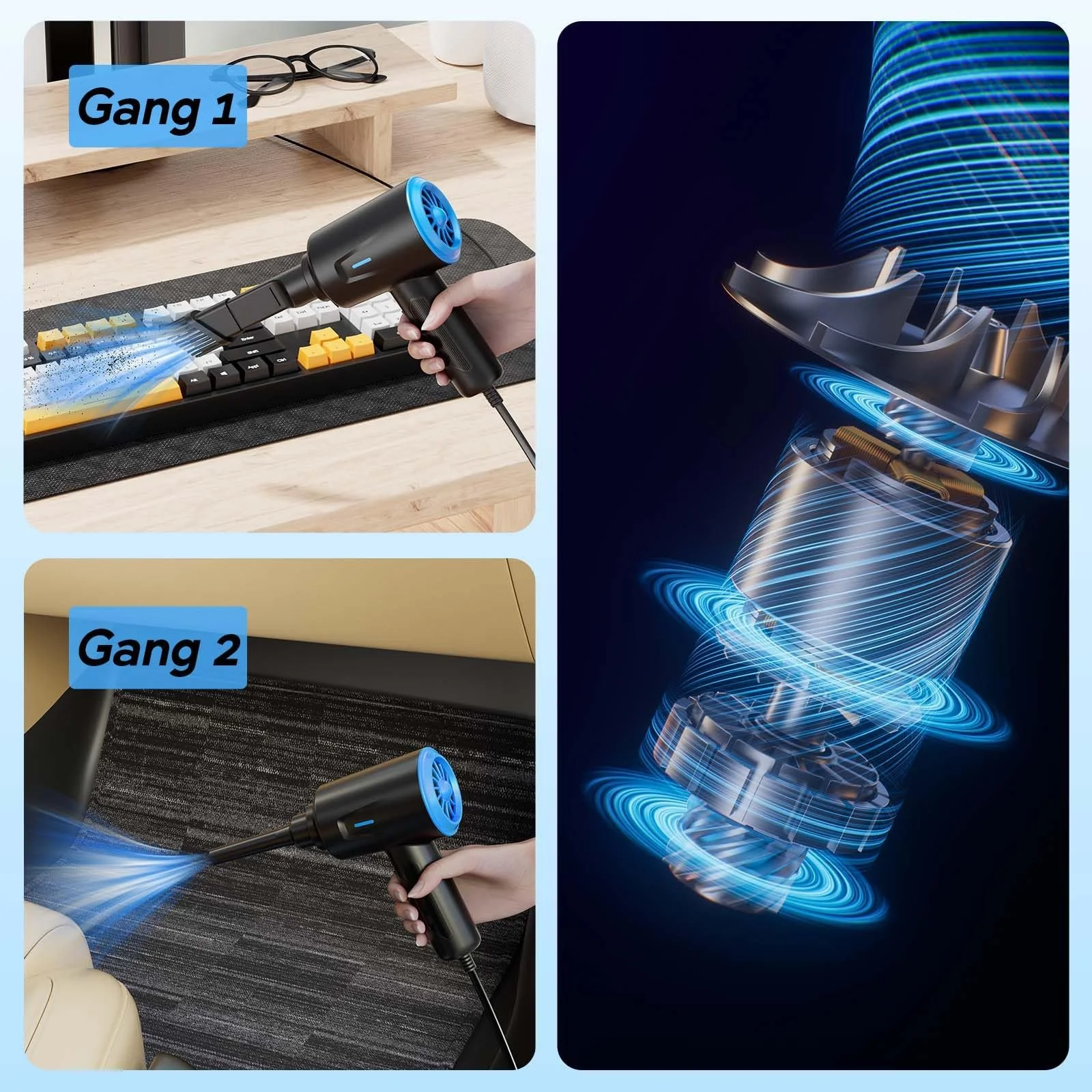 Електрична повітродувка Goweto 500 W 5.74 oz для ПК та офісу, фото №2